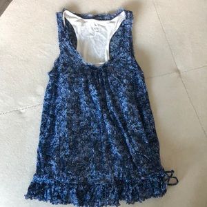 Express blue floral with under white top.